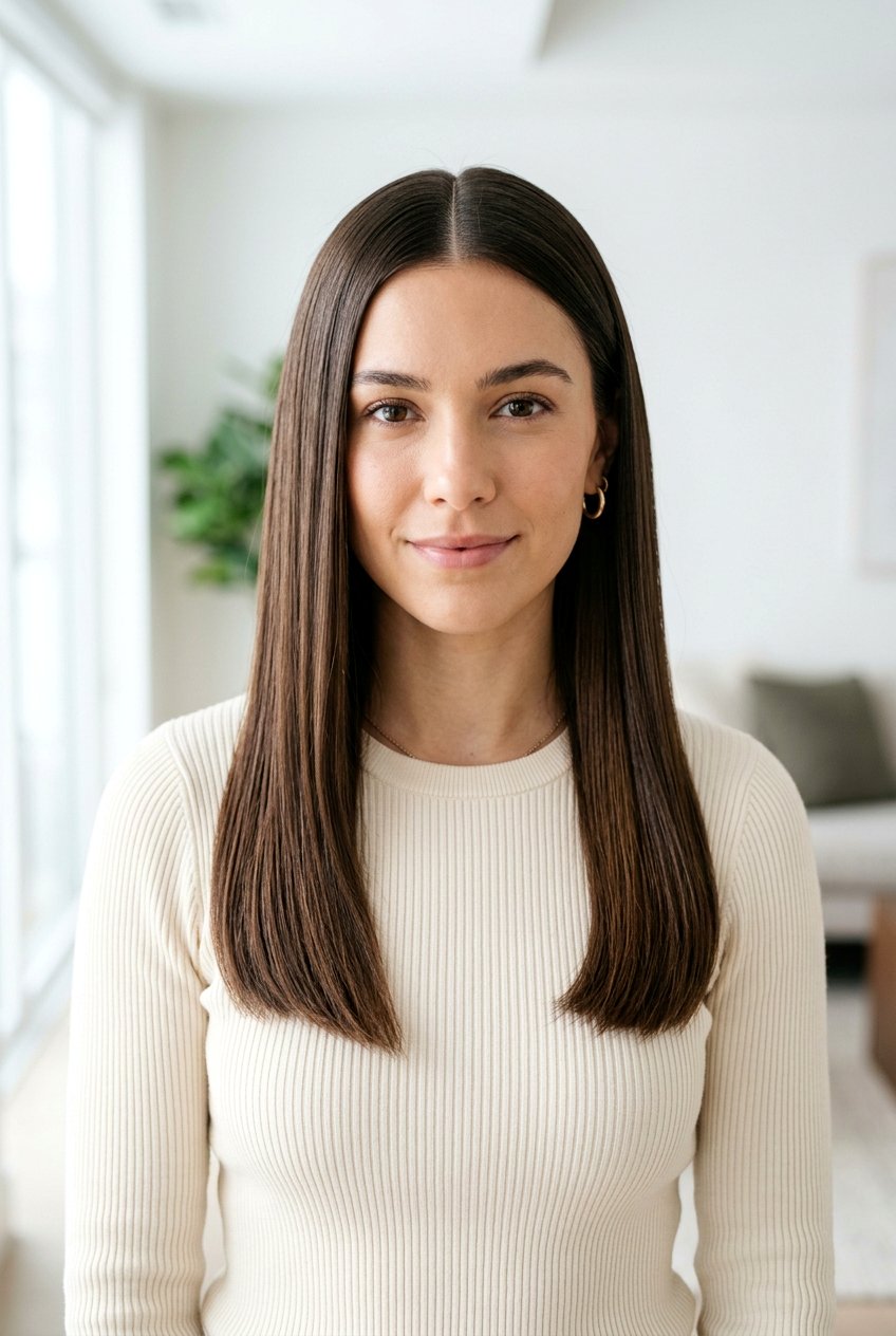 Straight Hair With Middle Part For Picture Day - 20 easy hairstyles for picture day - 20 easy hairstyles for picture day