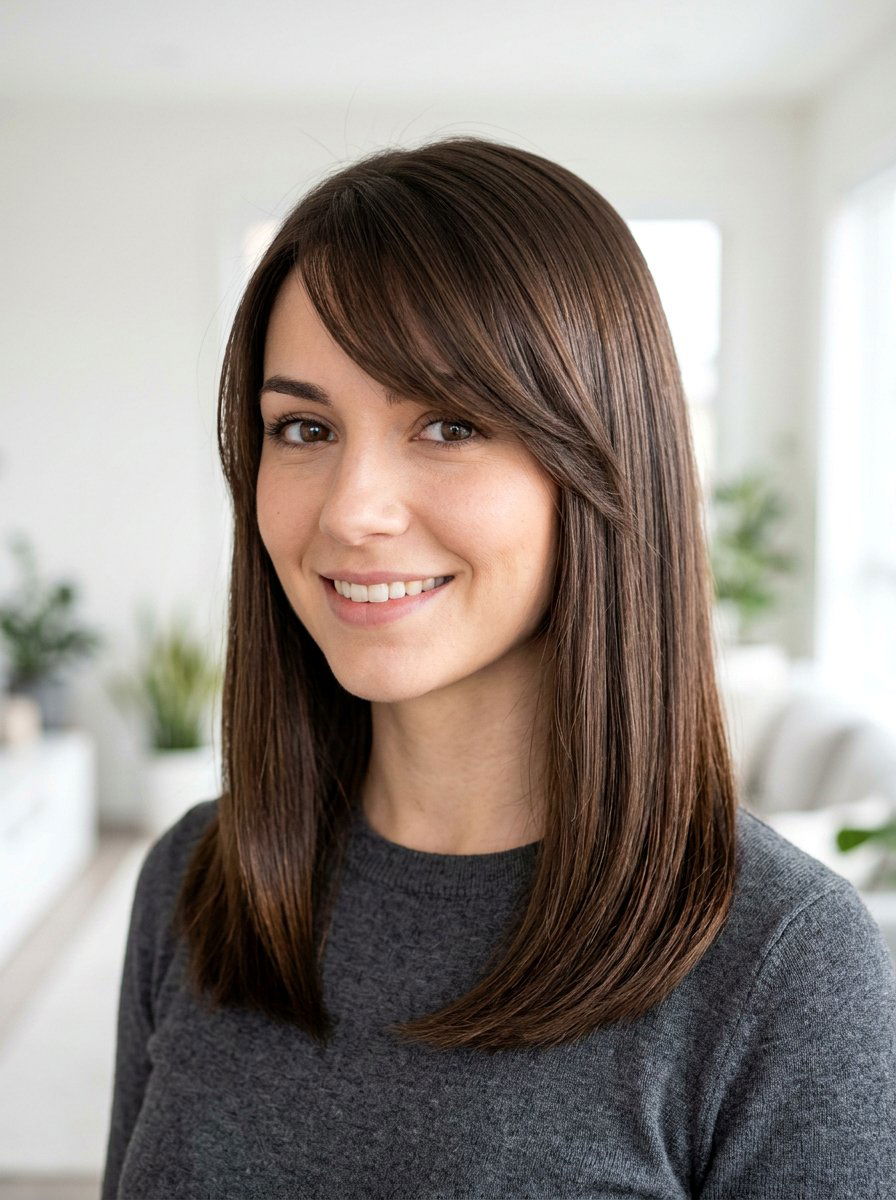 Straight Hair With Side Swept Bangs - 20 polished straight haircut for women - 20 polished straight haircut for women