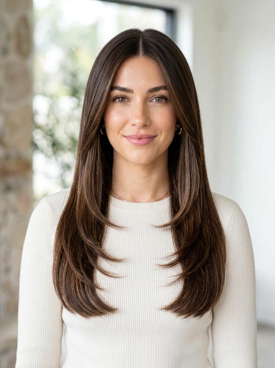 Straight Hair With Soft Layers And Middle Part - 20 straight haircut with soft layers - 20 straight haircut with soft layers