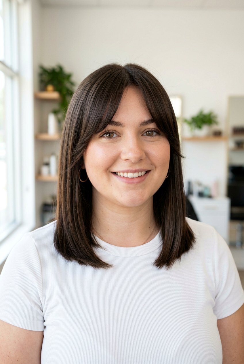 Straight Lob With Curtain Bangs For Round Chubby Face - 20 curtain bangs for round chubby face - 20 curtain bangs for round chubby face