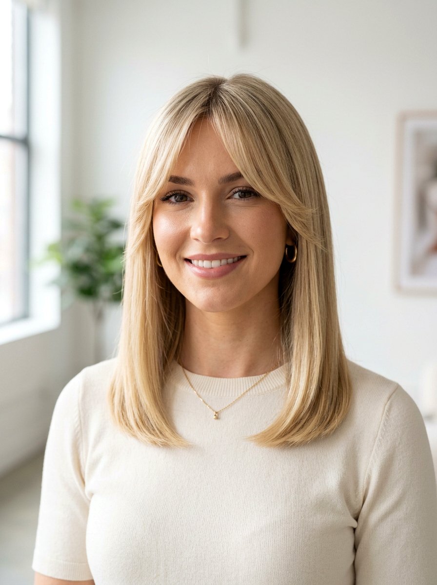 Straight Lob With Face Framing Curtain Bangs - 20 straight lob with curtain bangs - 20 straight lob with curtain bangs