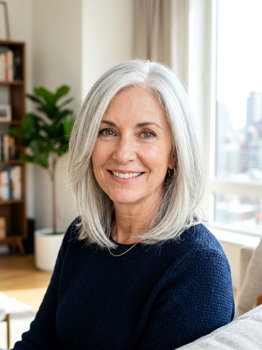 Straight Lob With Layers - 20 straight haircut for women over 50 - 20 straight haircut for women over 50