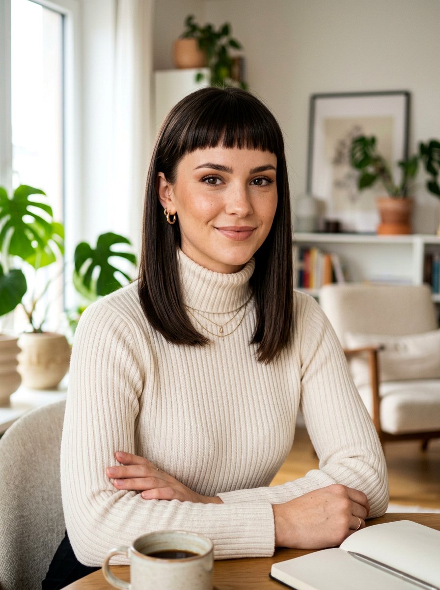 Straight Lob With Micro Bangs - 20 straight lob haircut for fine hair women - 20 straight lob haircut for fine hair women