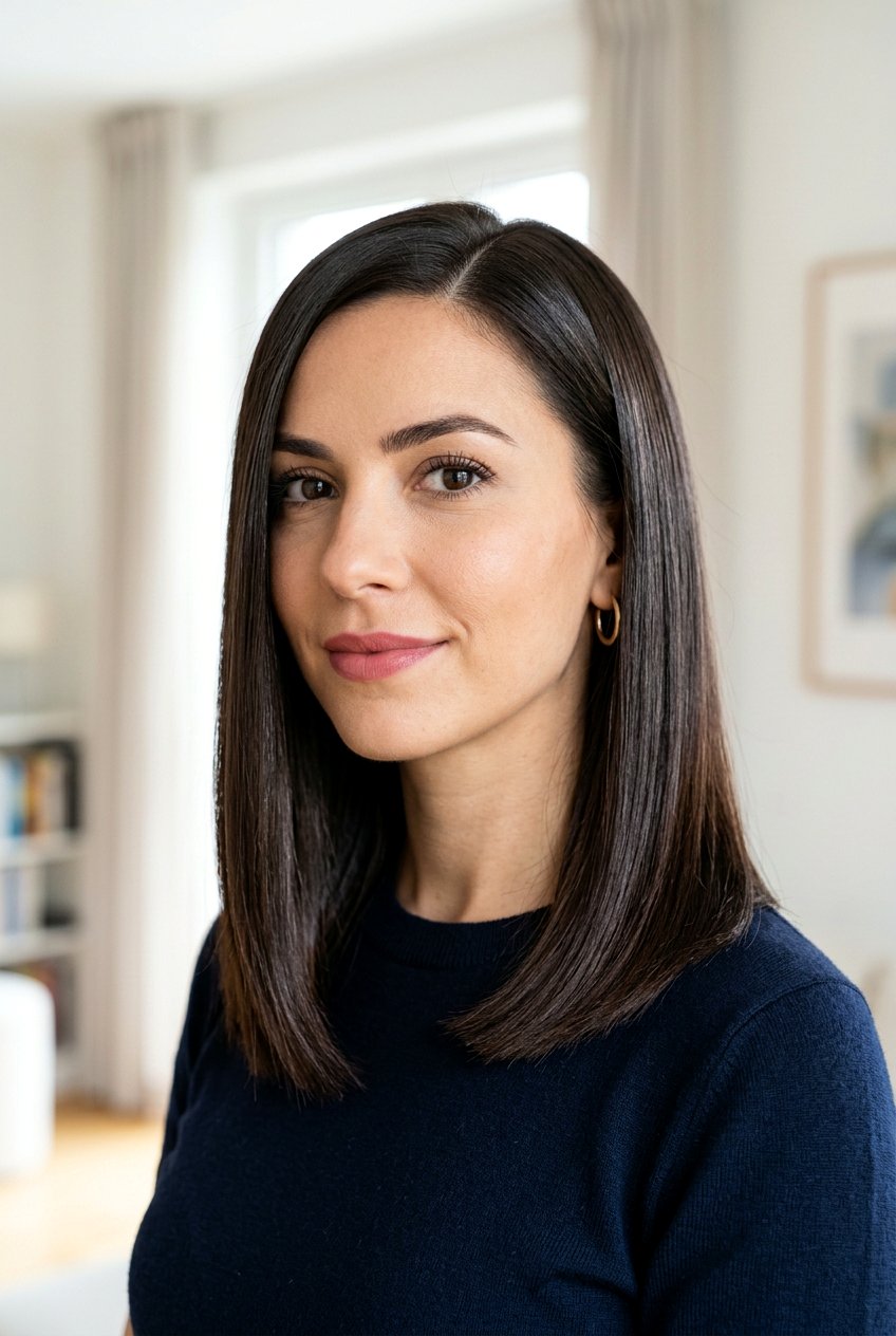 Straight Lob With Side Part - 20 medium haircuts for women over 50 - 20 medium haircuts for women over 50