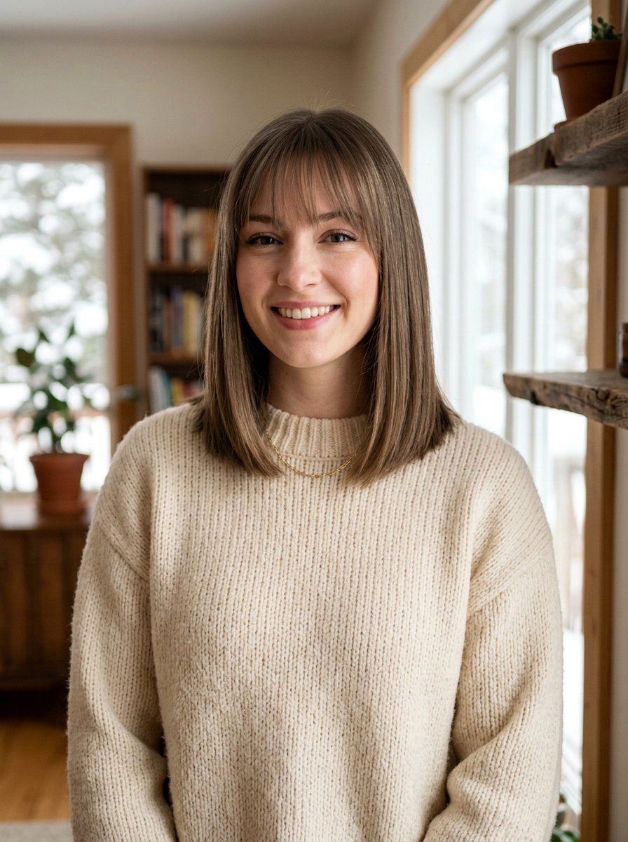 Straight Lob With Wispy Bangs - 20 straight lob haircut for fine hair women - 20 straight lob haircut for fine hair women