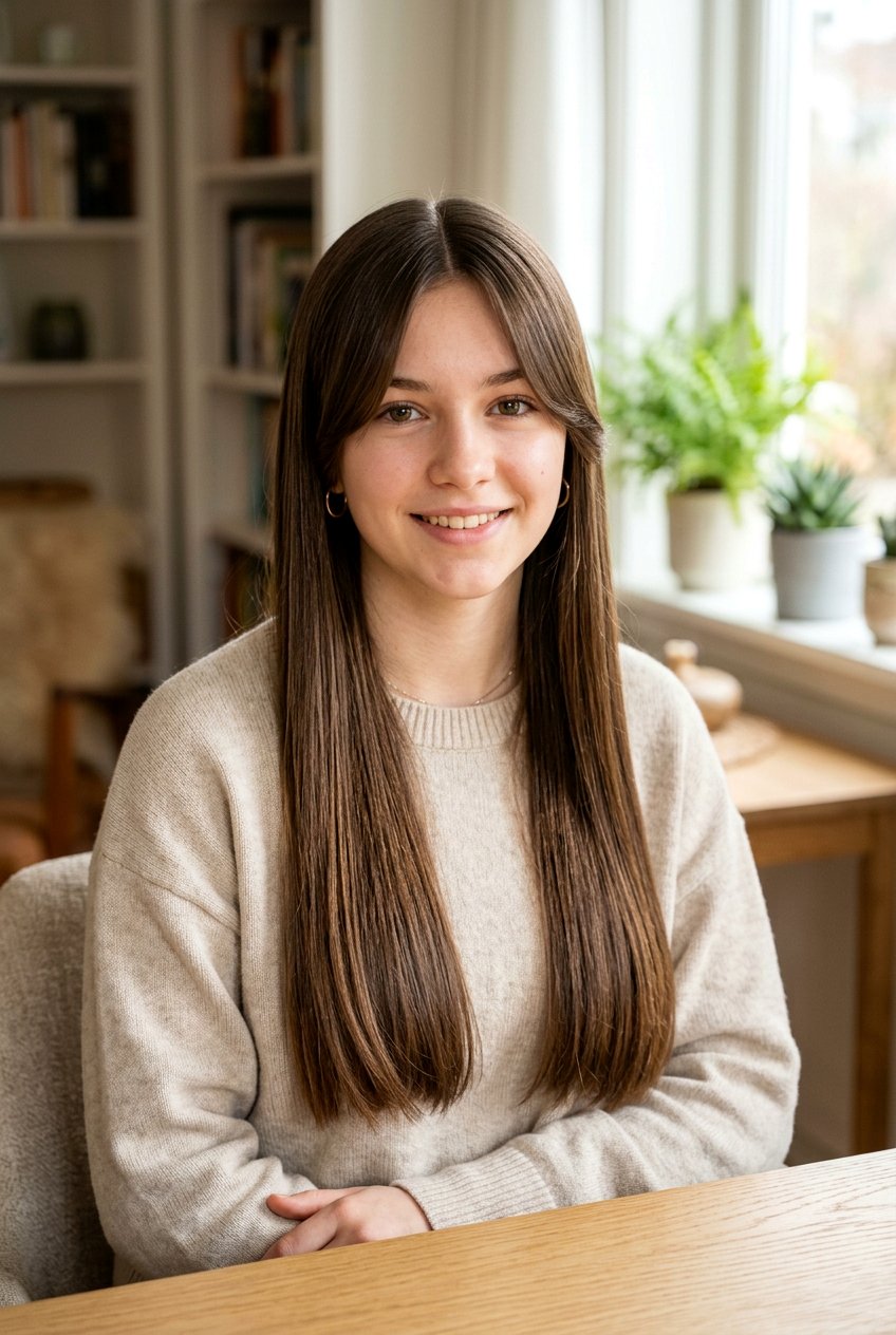 Straight Long Hair With Curtain Bangs - 20 long haircut for teenage girls with curtain bangs - 20 long haircut for teenage girls with curtain bangs