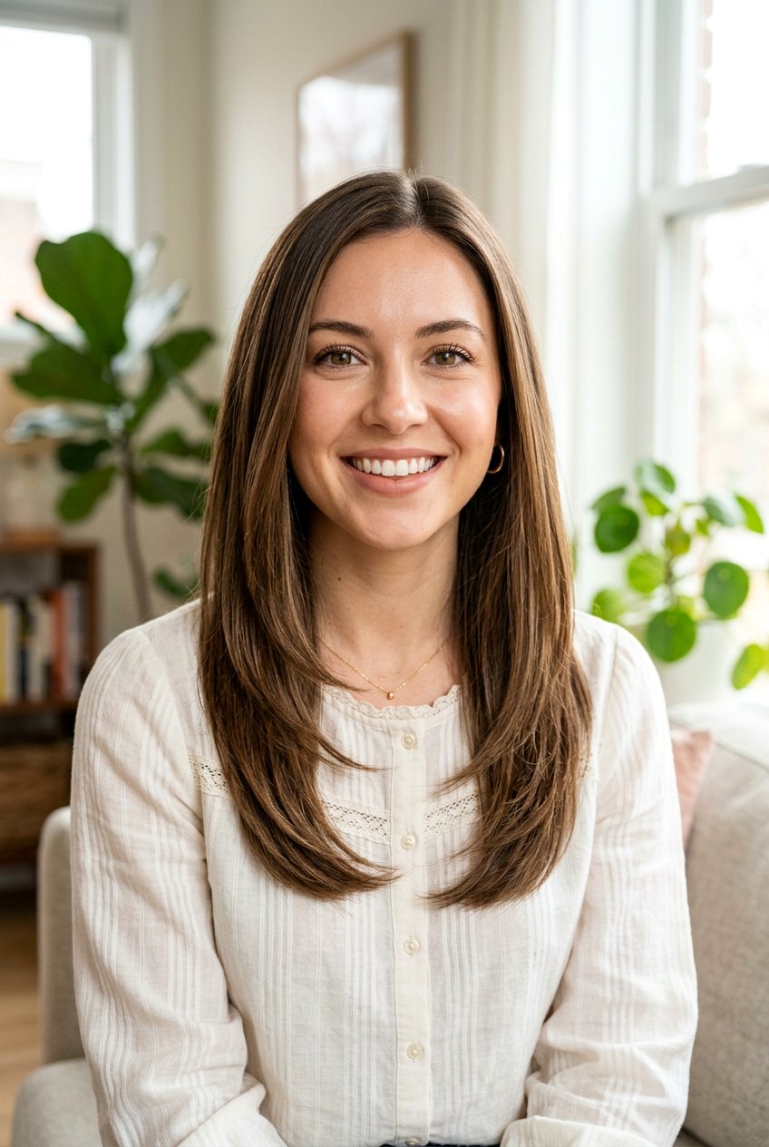 Straight Long Layers - 20 long layers for heart shaped face women - 20 long layers for heart shaped face women