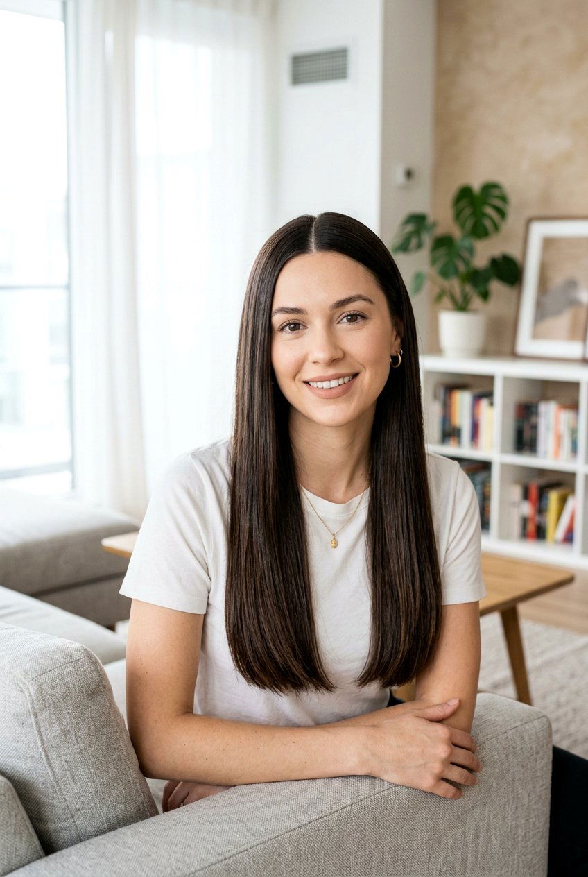 Straight Middle Part Hair - 20 clean hair day hairstyles - 20 clean hair day hairstyles