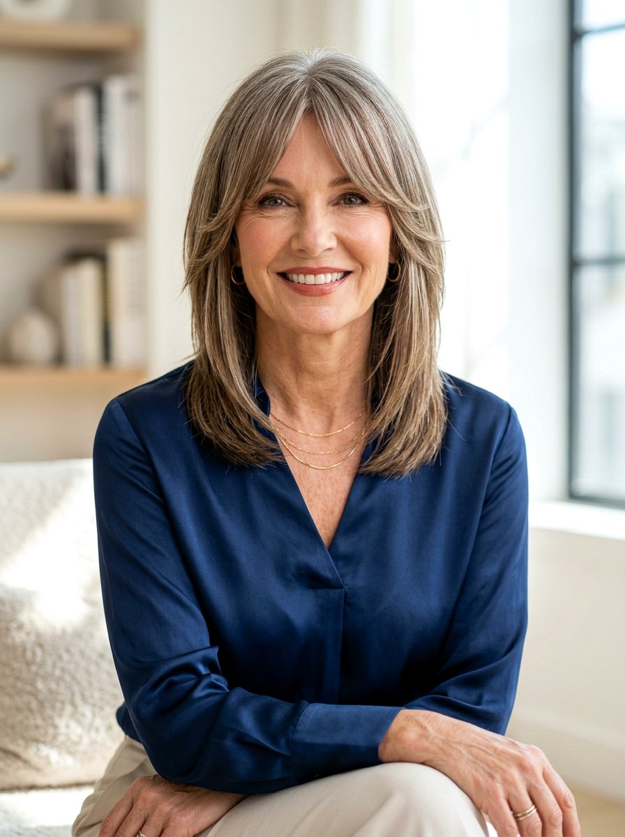 Straight Shag With Face Framing Layers - 20 straight shag haircut for women over 50 - 20 straight shag haircut for women over 50