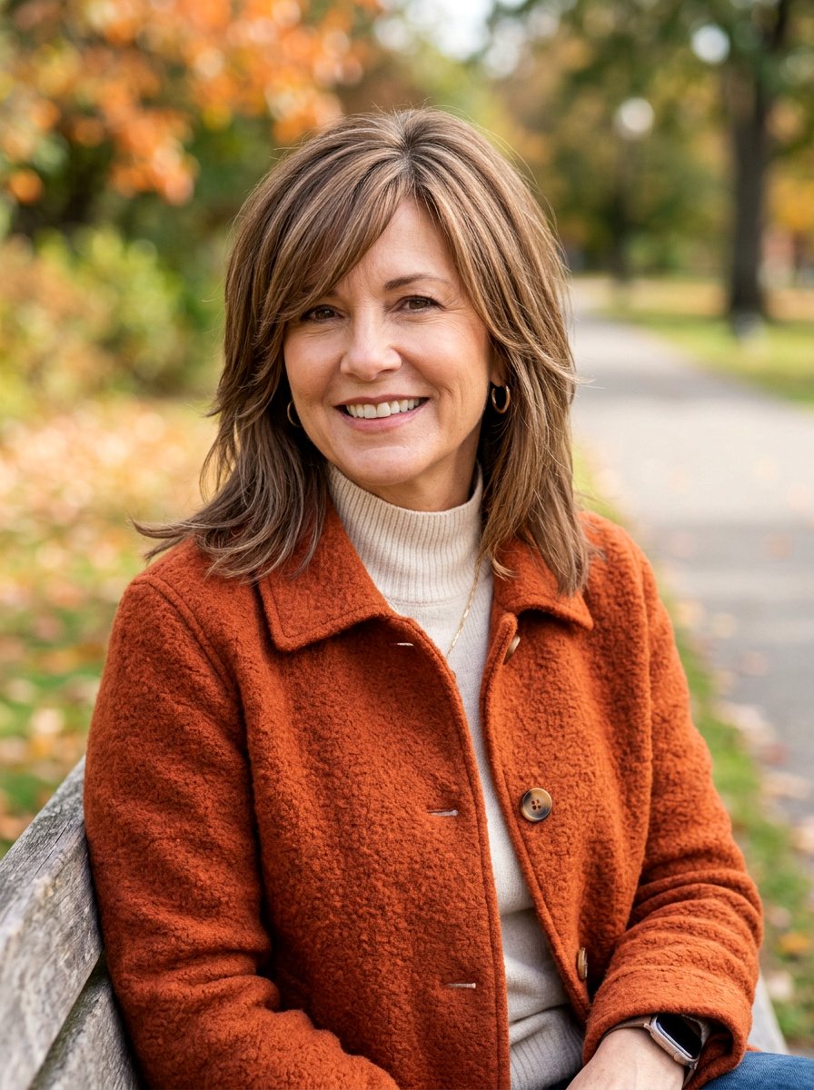 Straight Shag With Side Swept Bangs - 20 straight shag haircut for women over 50 - 20 straight shag haircut for women over 50