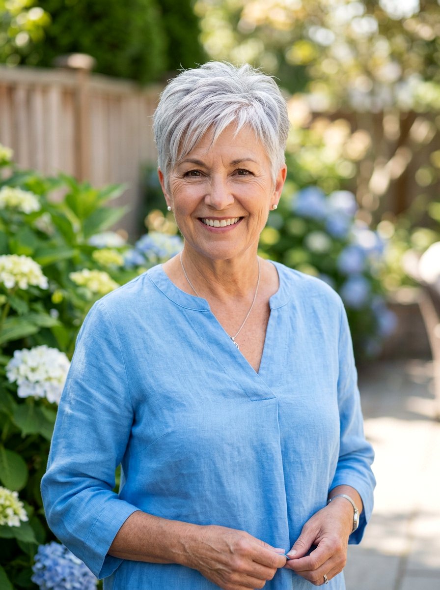 Straight Short Crop With Layered Top - 20 straight haircut for women over 60 - 20 straight haircut for women over 60