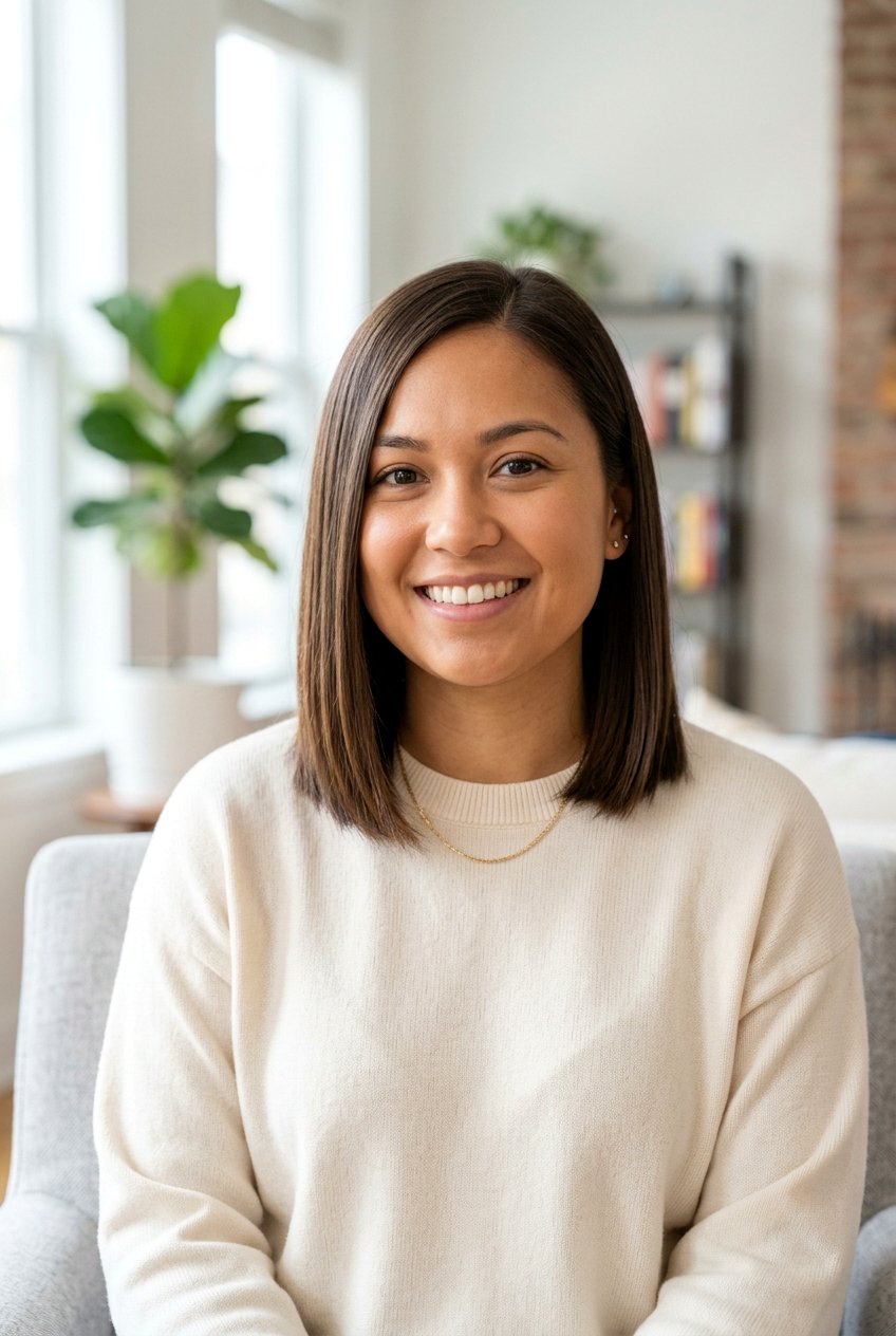 Straight Shoulder Length Cut For Round Face - 20 medium haircut for round face women - 20 medium haircut for round face women