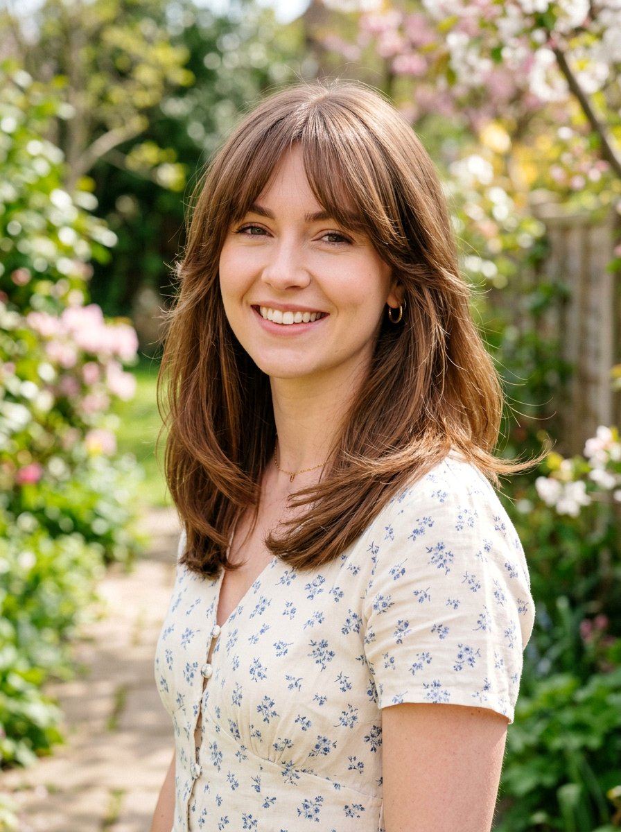 Straight Shoulder Length Layers With Curtain Bangs - 20 straight shoulder length layers for women - 20 straight shoulder length layers for women