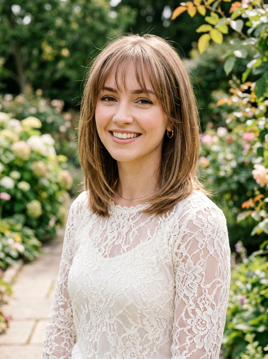 Straight Shoulder Length Layers With Wispy Bangs - 20 straight shoulder length layers for women - 20 straight shoulder length layers for women