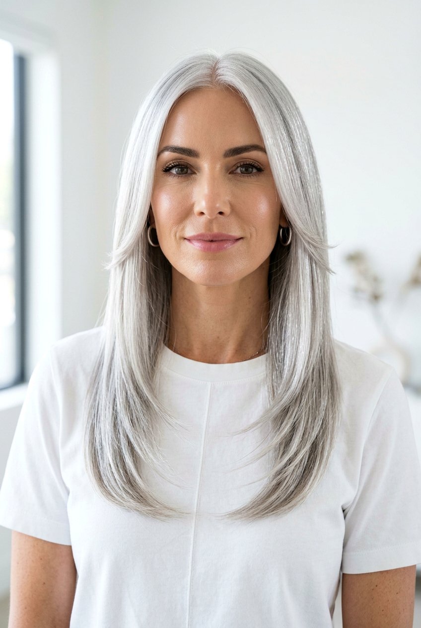 20 Gorgeous Gray Hair With Face Framing Layers To Inspire