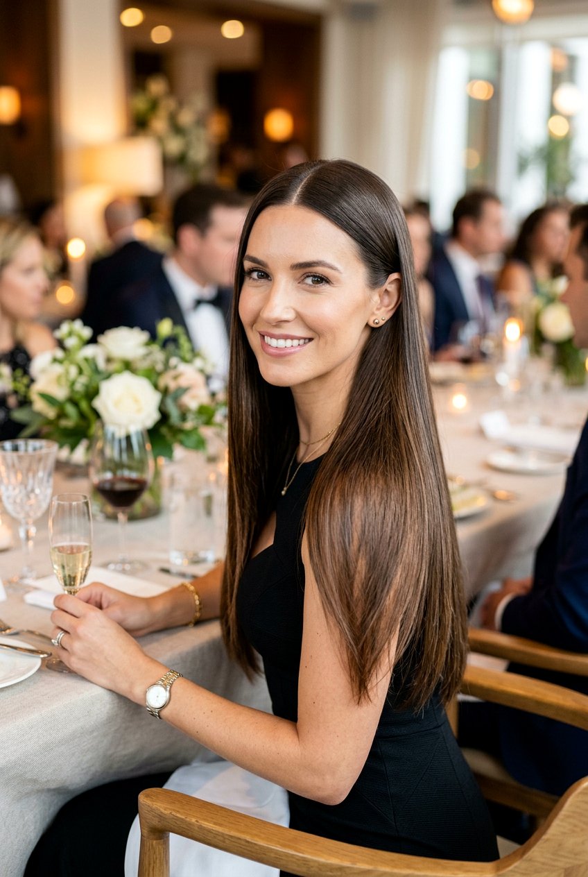 Straight Sleek Dinner Hair - 20 dinner date hairstyles - 20 dinner date hairstyles