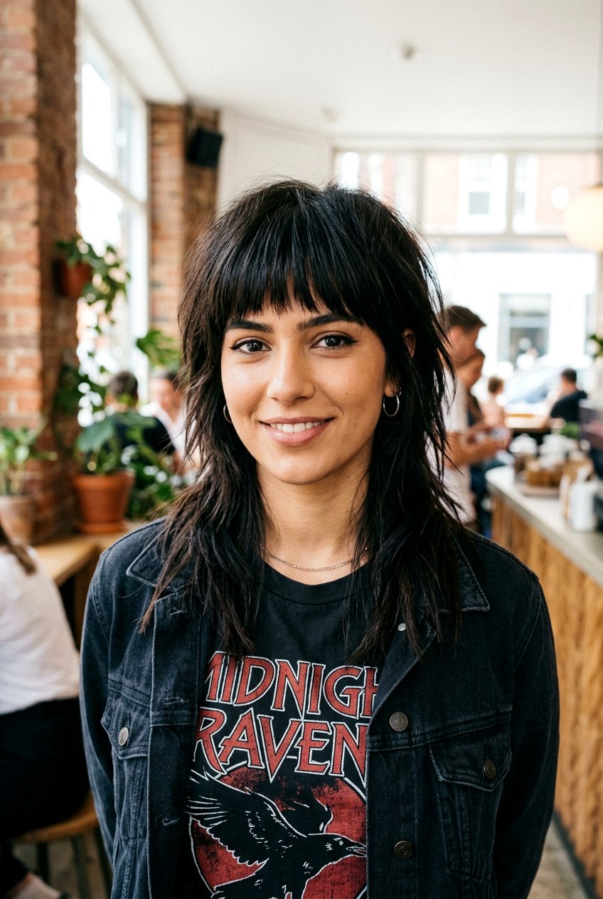 Straight Wolf Shag With Bangs - 20 modern mom haircut for thick hair - 20 modern mom haircut for thick hair