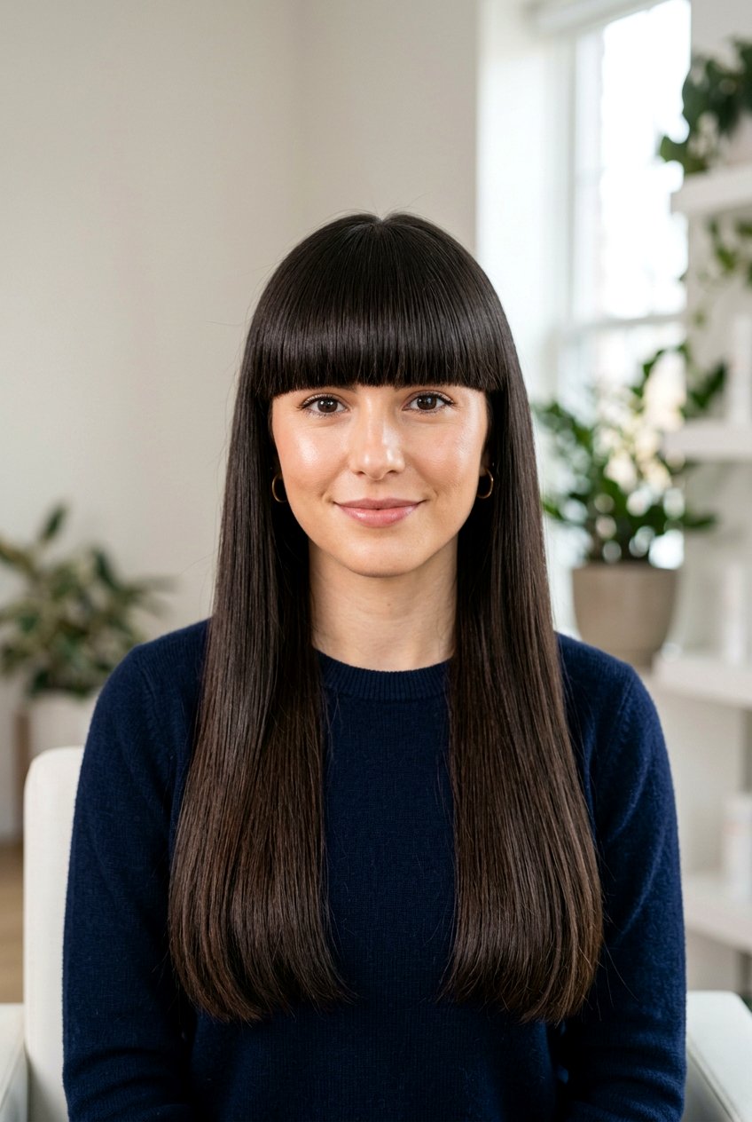 Straight across bangs thick hair - 20 long haircuts for thick hair - 20 long haircuts for thick hair