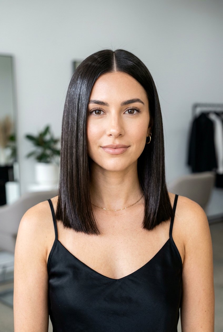 Straight glass hair lob - 20 shoulder length hairstyles - 20 shoulder length hairstyles