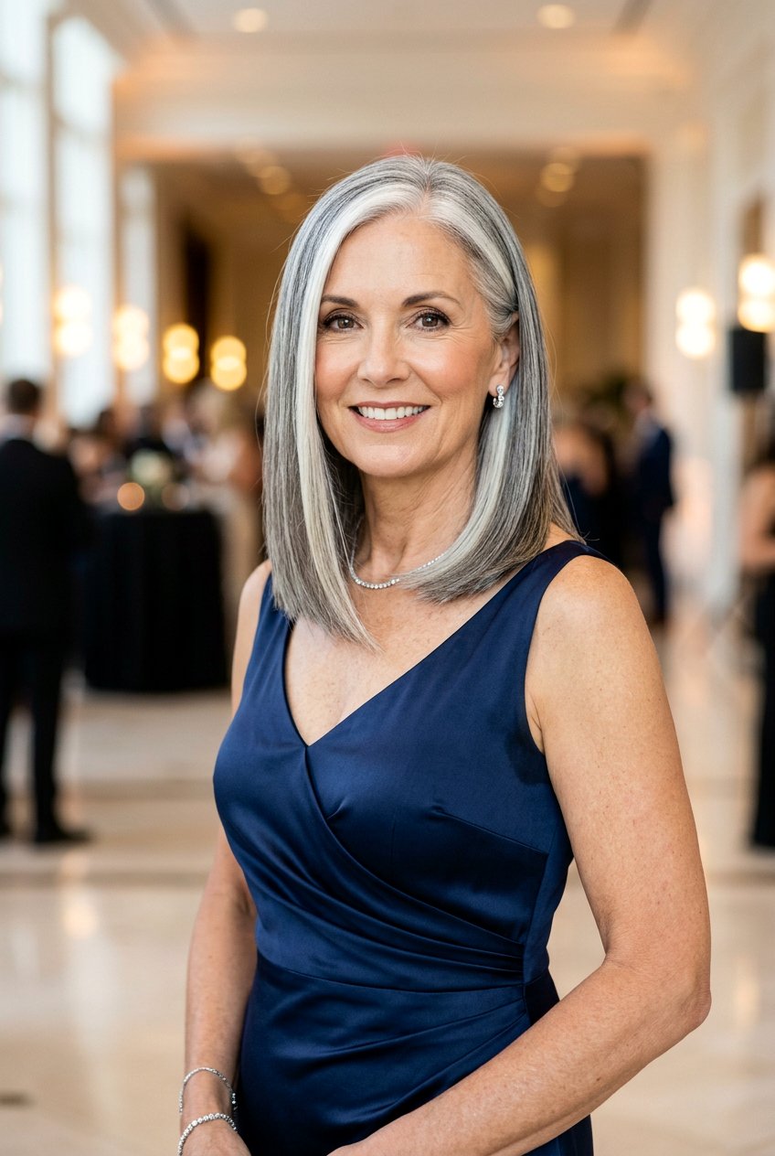 Straight hair silver money piece - 20 silver money piece for mature women - 20 silver money piece for mature women