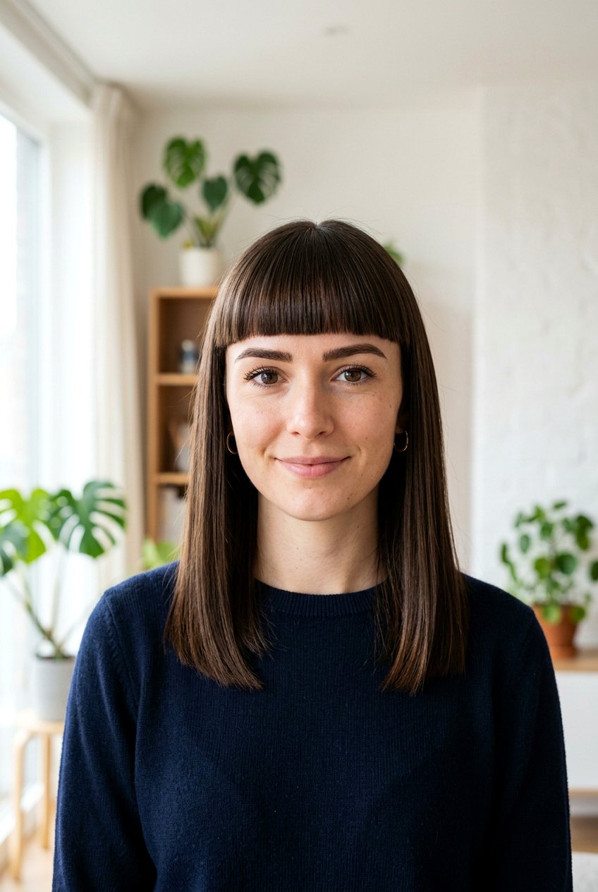 Straight hair with blunt bangs - 20 sleek straight hairstyles - 20 sleek straight hairstyles