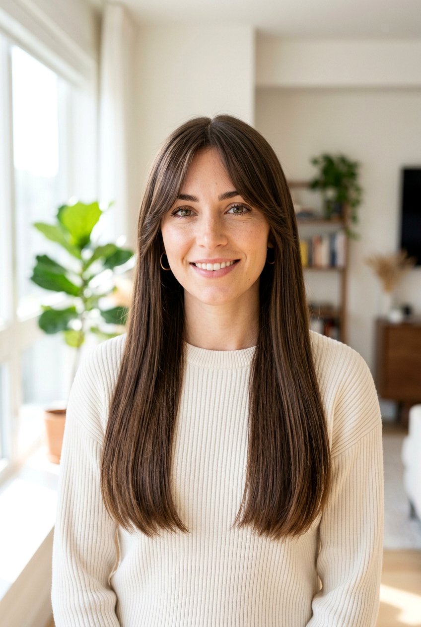 Straight hair with curtain bangs - 20 sleek straight hairstyles - 20 sleek straight hairstyles