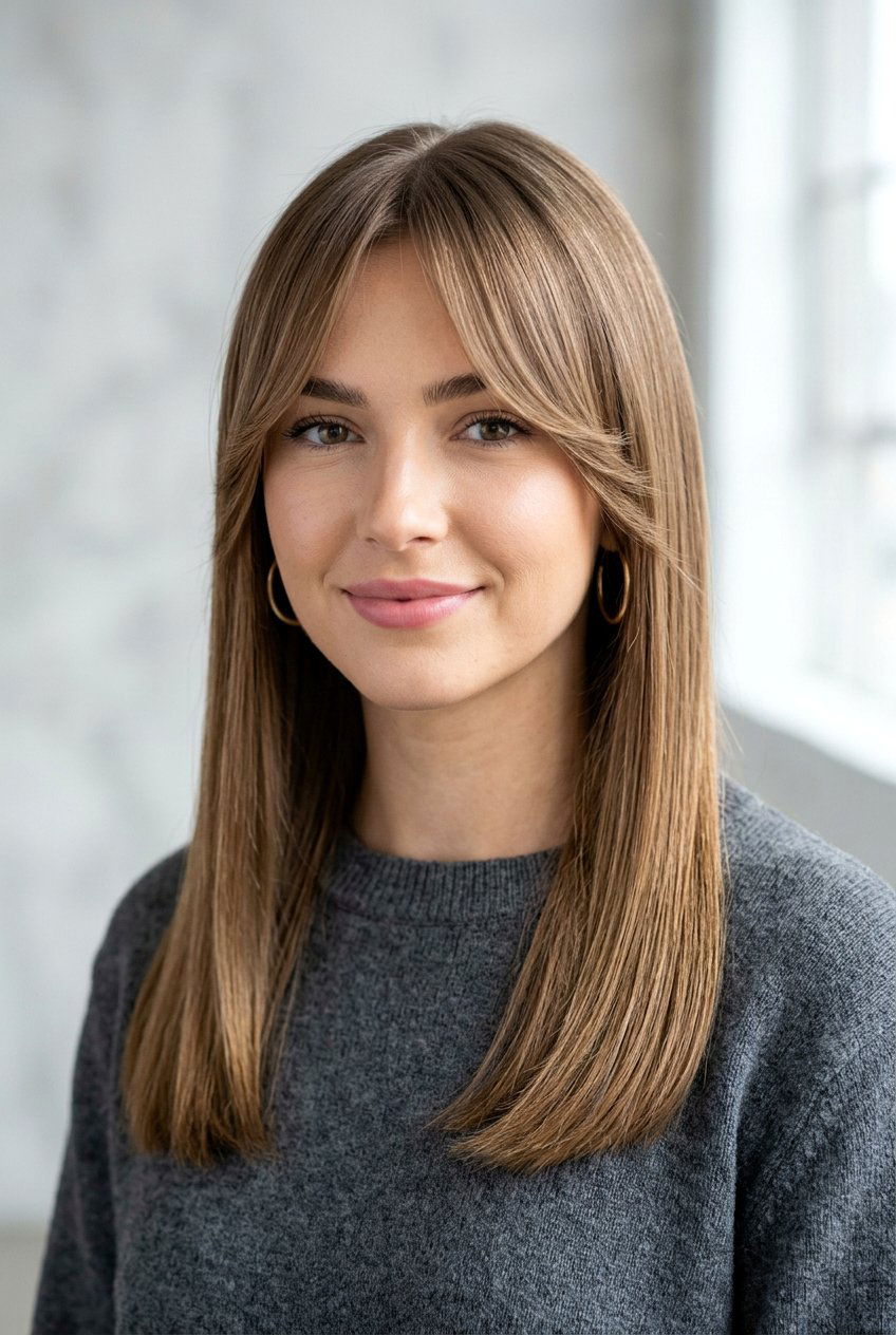 Straight hair with curtain bangs - 20 curtain bangs hairstyles - 20 curtain bangs hairstyles