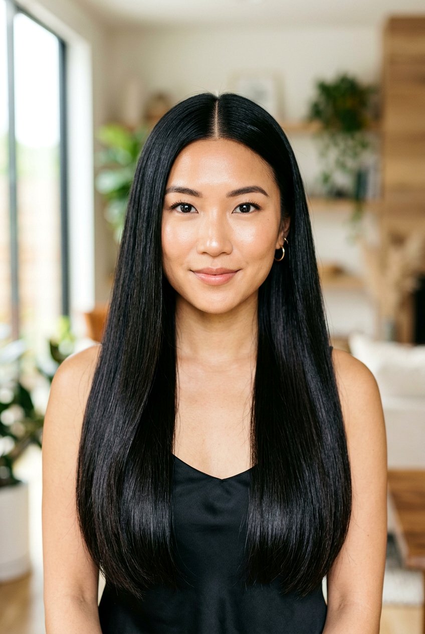 Straight hair with middle part - 20 picture day hairstyles - 20 picture day hairstyles