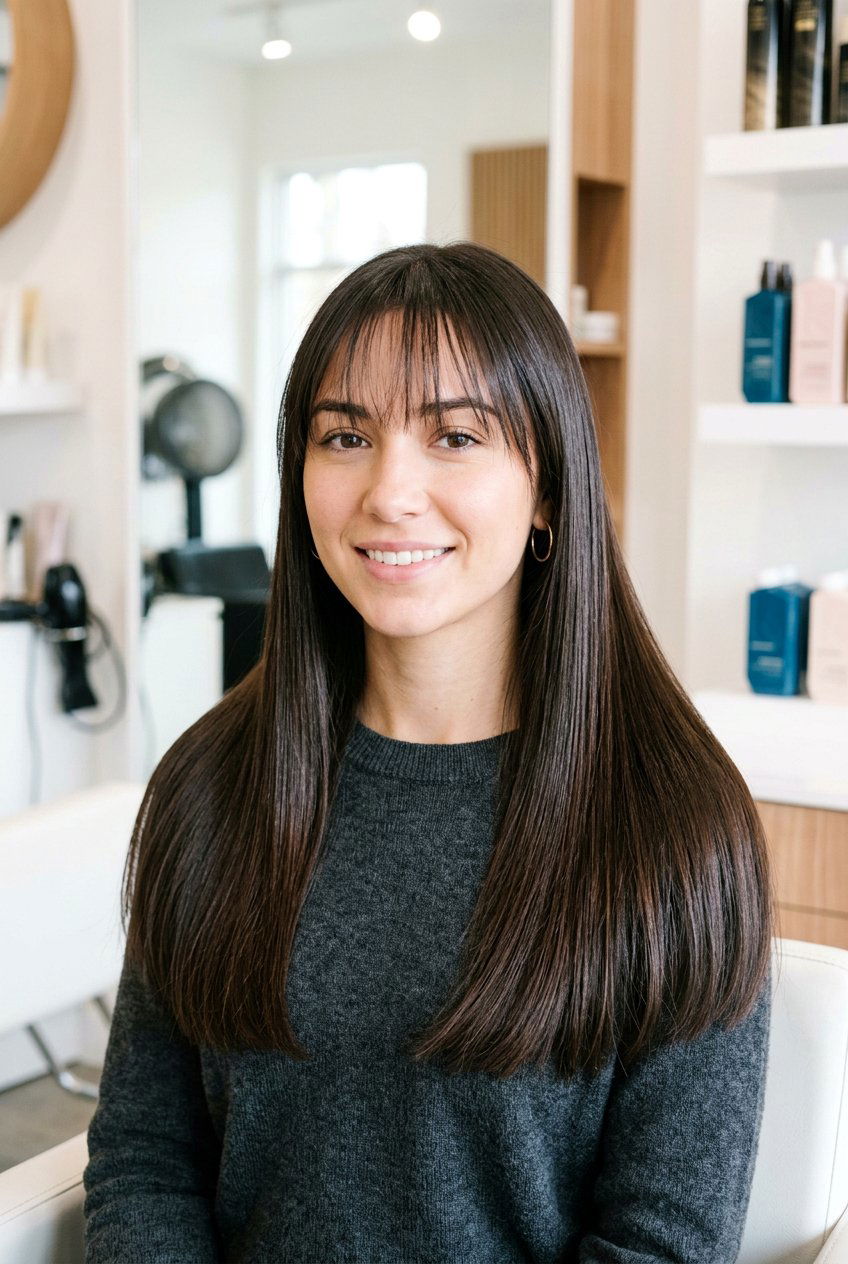 Straight hair with see through bangs - 20 see through bangs - 20 see through bangs