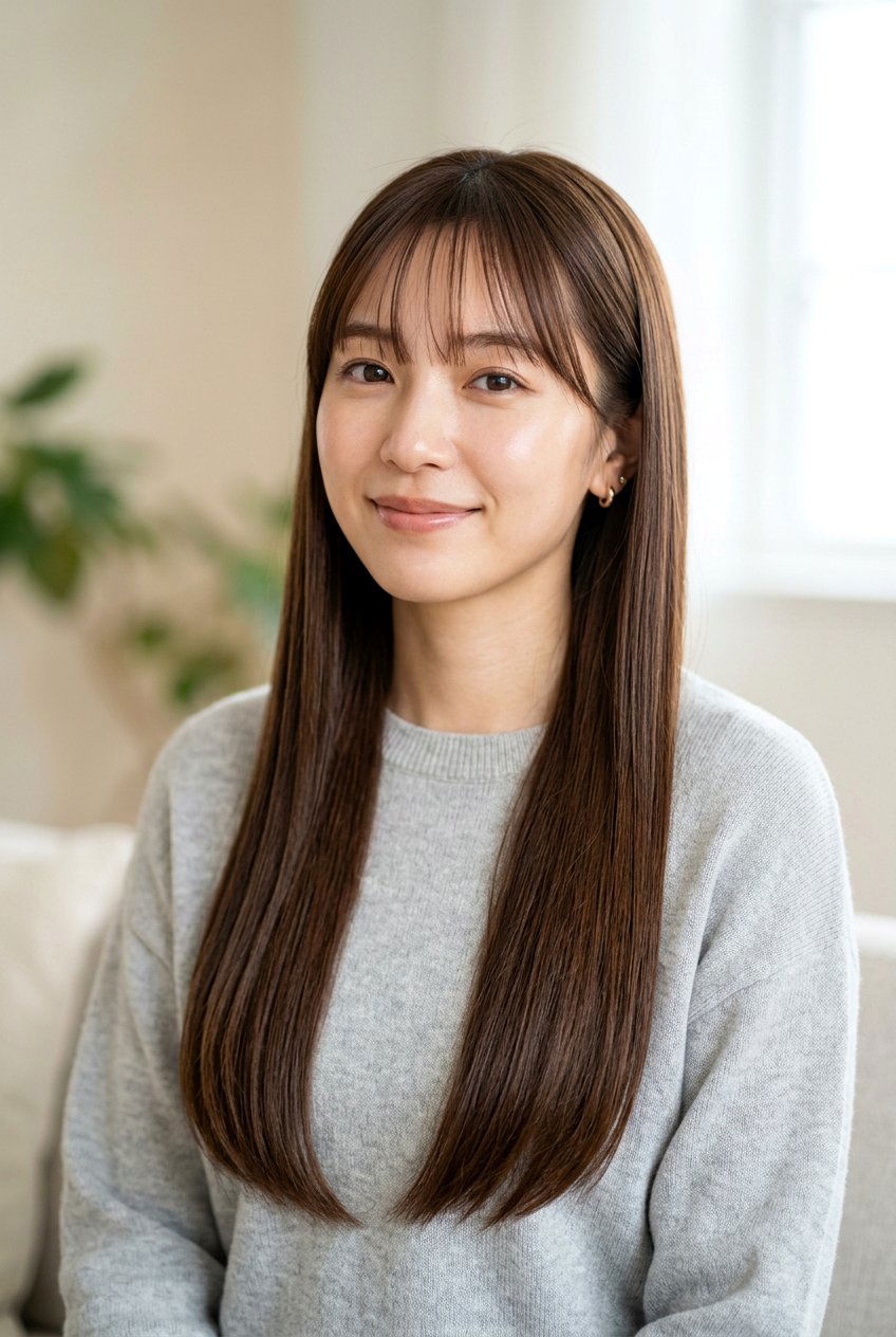 Straight hair with wispy bangs - 20 wispy bangs haircut - 20 wispy bangs haircut