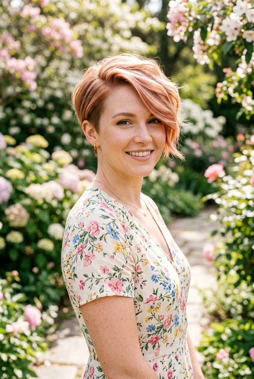 Strawberry Blonde Balayage Asymmetrical Pixie - 20 blonde balayage for pixie haircut - 20 blonde balayage for pixie haircut