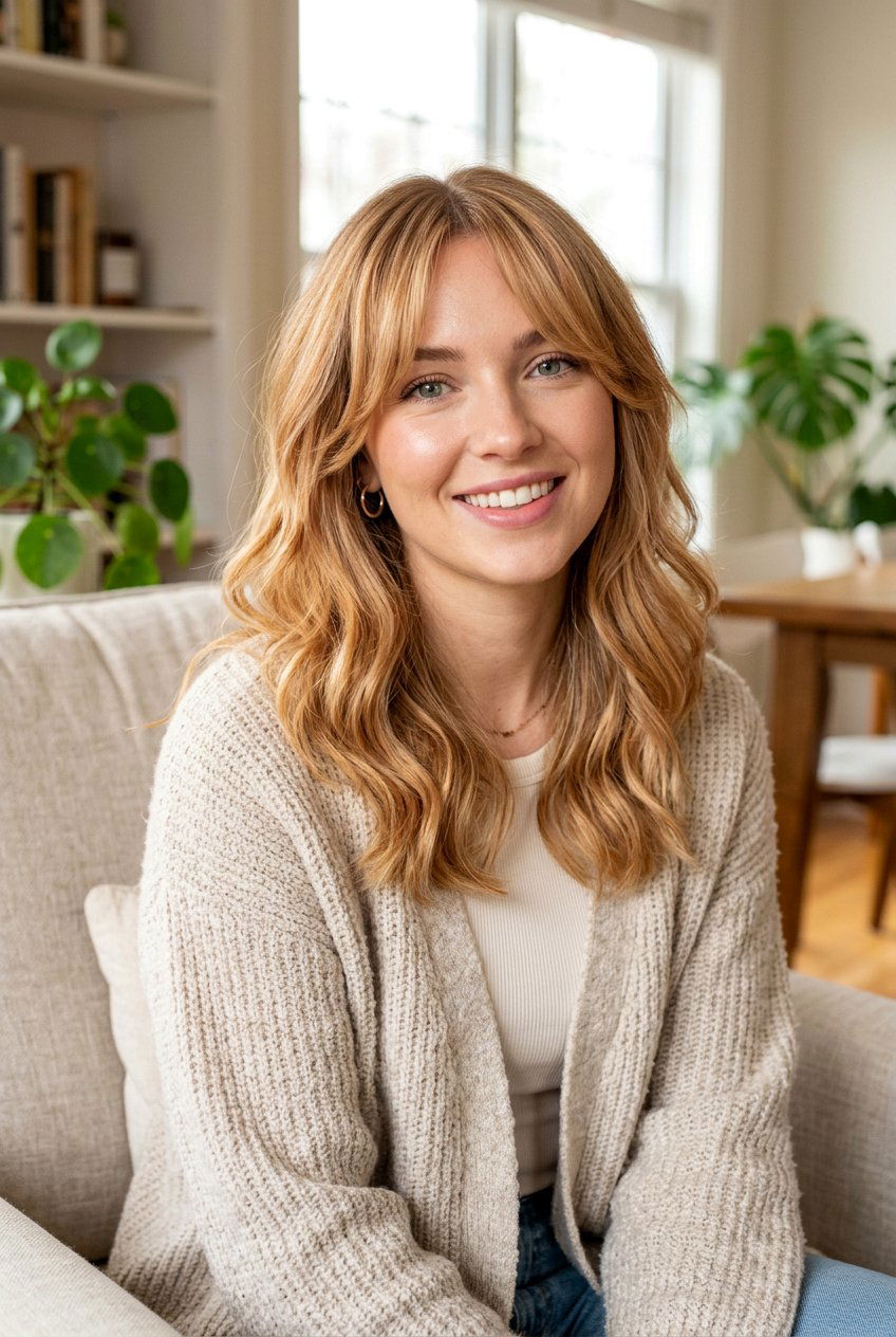 Strawberry Blonde Balayage With Curtain Bangs - 20 strawberry blonde balayage - 20 strawberry blonde balayage