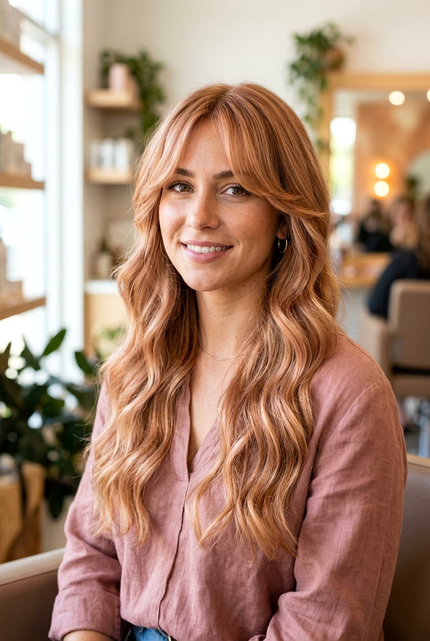 Strawberry Blonde Balayage With Curtain Bangs - 20 blonde balayage with curtain bangs - 20 blonde balayage with curtain bangs