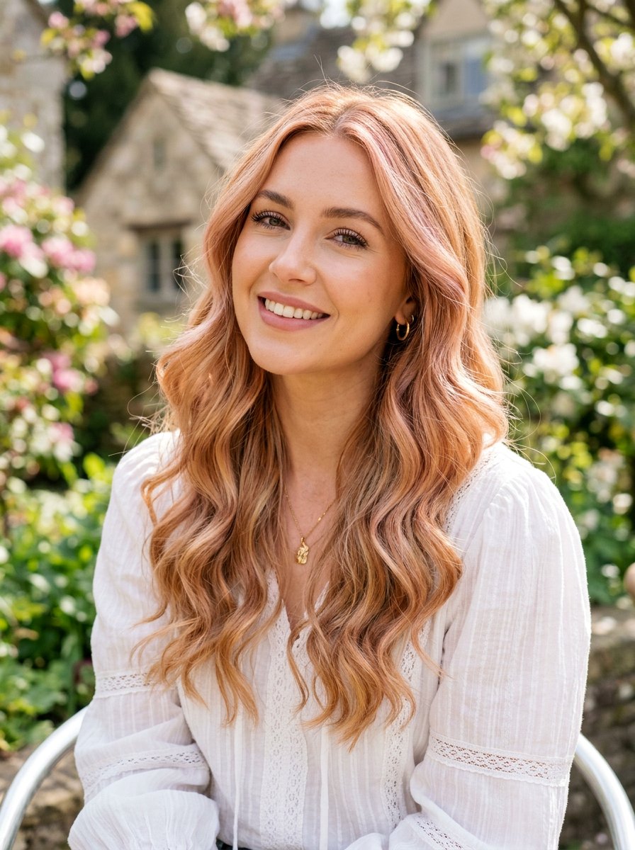 Strawberry Blonde Balayage With Rose Gold Tones - 20 spring strawberry blonde balayage - 20 spring strawberry blonde balayage