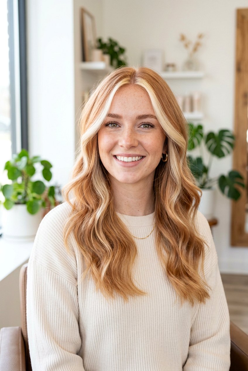 Strawberry Blonde Hair with Blonde Money Piece - 20 red hair with blonde money piece - 20 red hair with blonde money piece