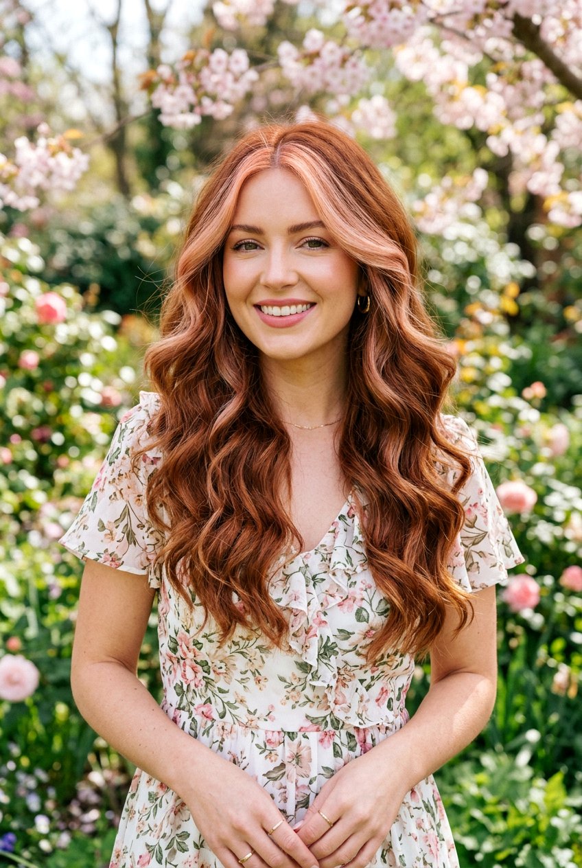 Strawberry Blonde Money Piece On Auburn Hair - 20 chunky blonde front pieces - 20 chunky blonde front pieces