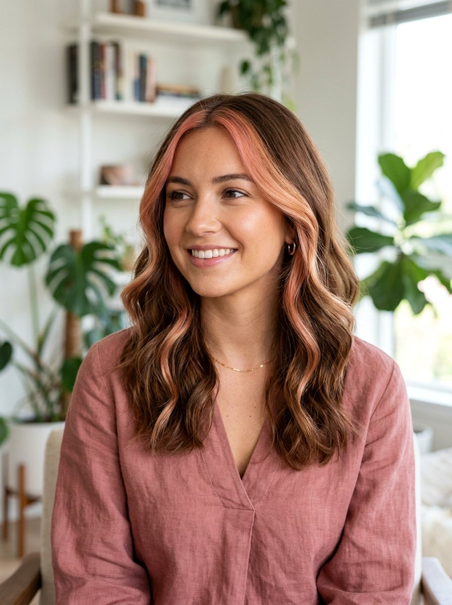 Strawberry Blonde Money Piece on Warm Brown Hair - 20 pumpkin spice money piece hair - 20 pumpkin spice money piece hair