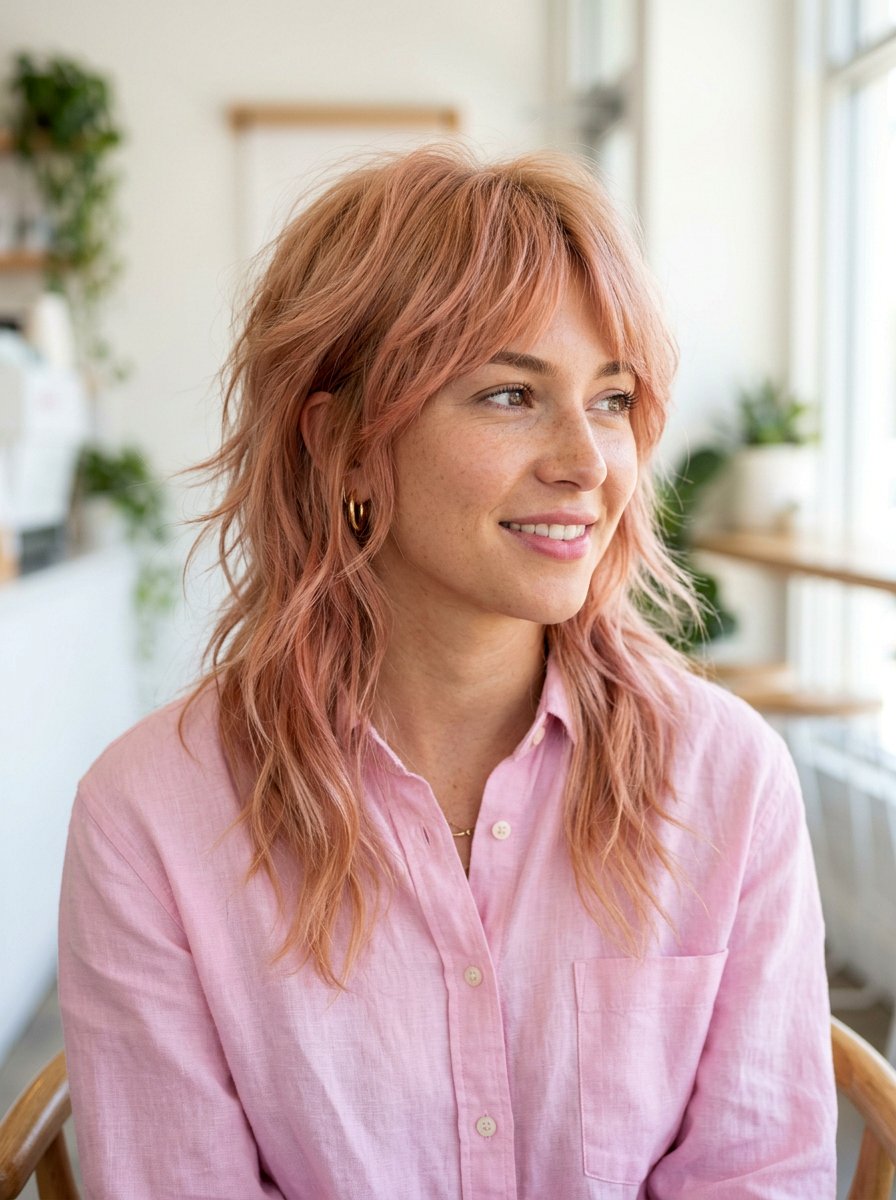 Strawberry Blonde Wolf Cut - 20 red wolf cut color ideas - 20 red wolf cut color ideas