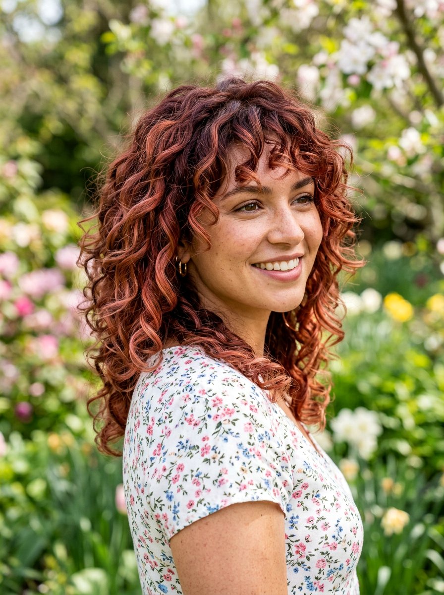 Strawberry Copper Balayage Curly Shag - 20 copper balayage for curly shag - 20 copper balayage for curly shag