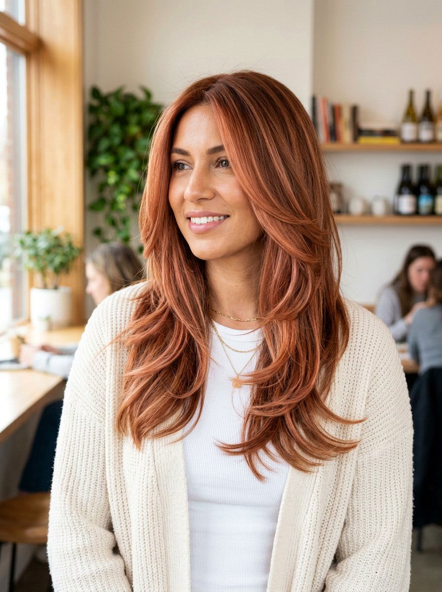 Strawberry Copper Balayage On Layered Cut - 20 strawberry copper balayage - 20 strawberry copper balayage