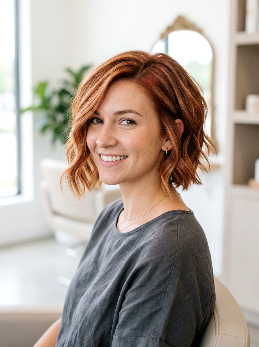 Strawberry Copper Balayage On Short Bob - 20 strawberry copper balayage - 20 strawberry copper balayage