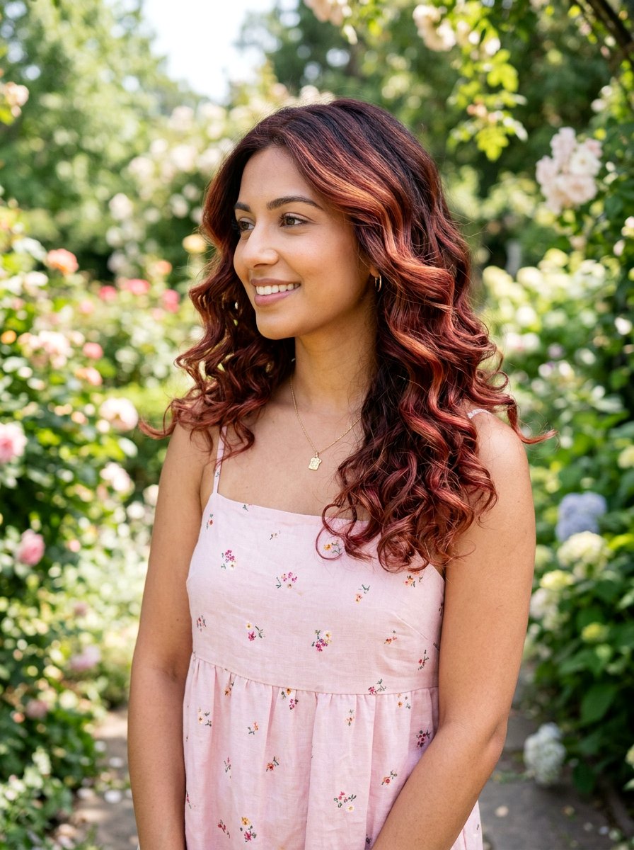 Strawberry Ruby Balayage on Brunette Hair - 20 ruby balayage on brunette hair - 20 ruby balayage on brunette hair