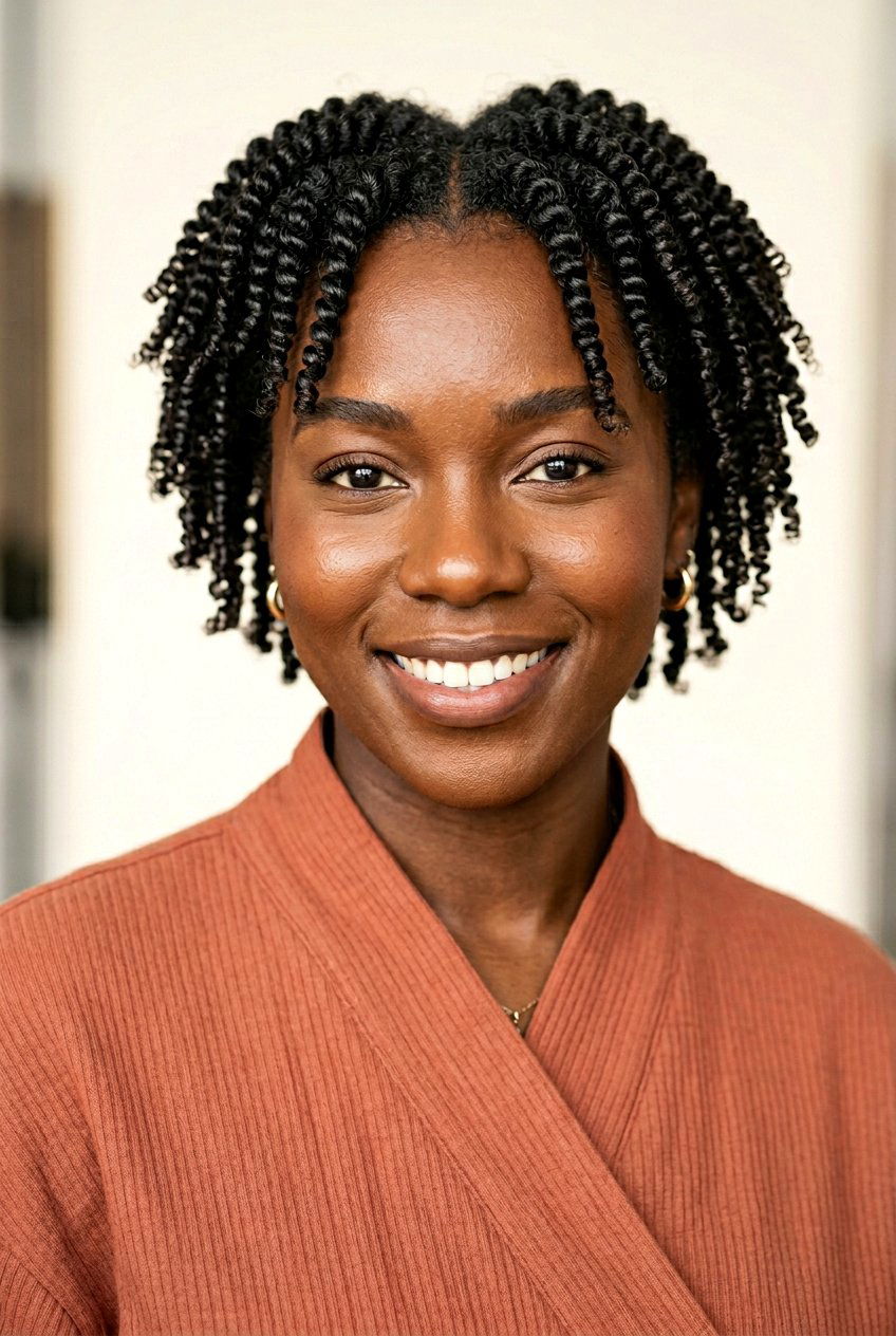 Stretched Finger Coils on TWA - 20 finger coil twa hairstyle - 20 finger coil twa hairstyle