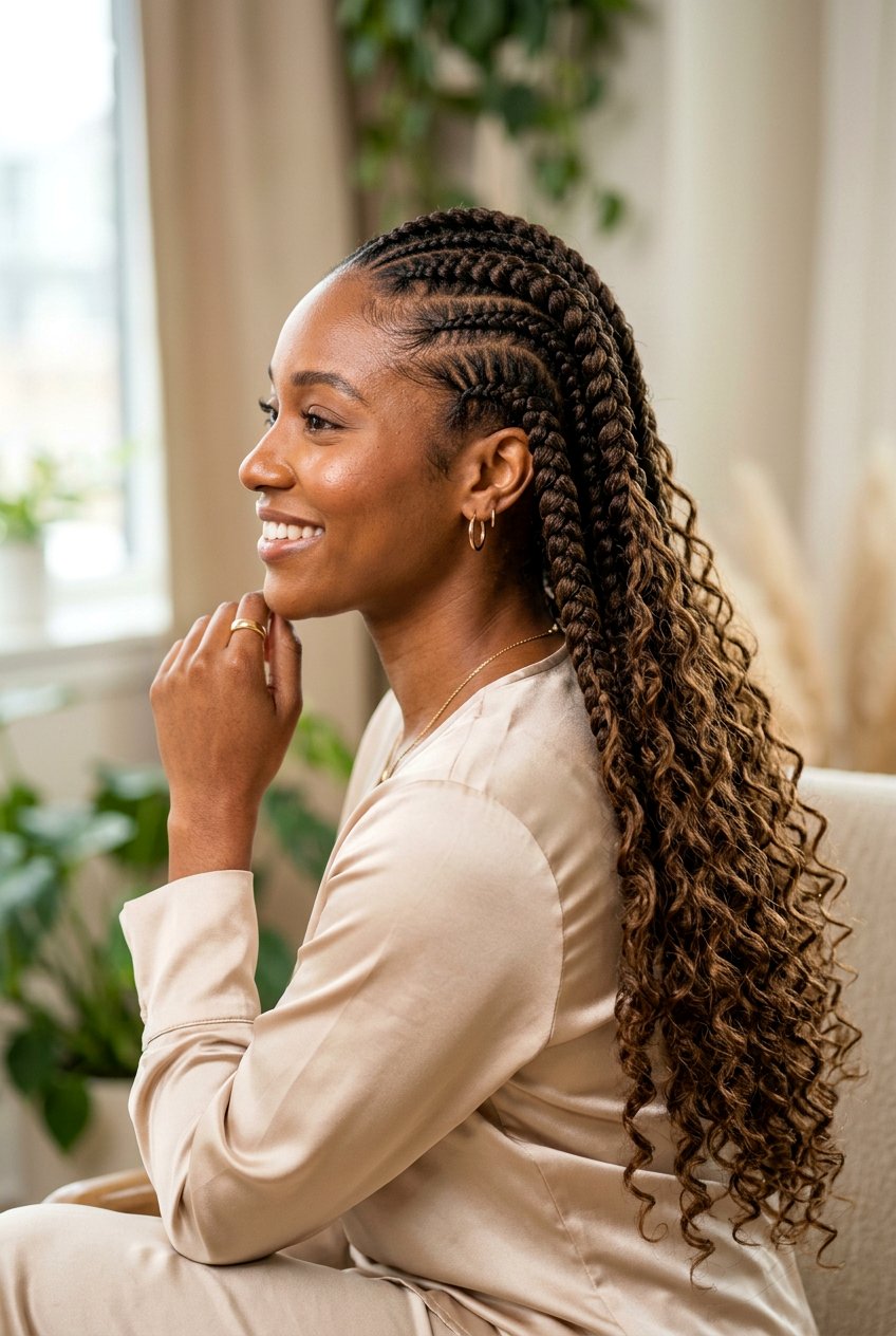 Stretched Natural Hair Goddess Braids - 20 stretched natural hair hairstyles - 20 stretched natural hair hairstyles