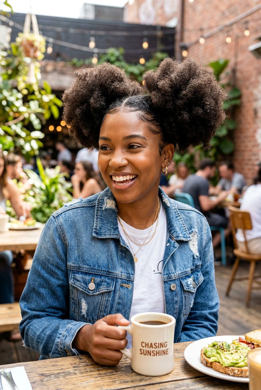 Stretched Natural Hair Space Buns - 20 stretched natural hair hairstyles - 20 stretched natural hair hairstyles