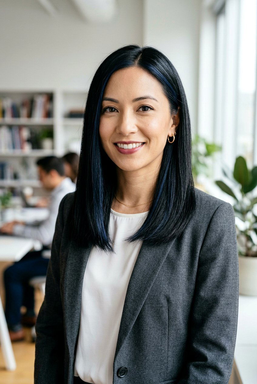 Subtle Blue Money Piece on Straight Black Hair - 20 blue money piece on black hair - 20 blue money piece on black hair