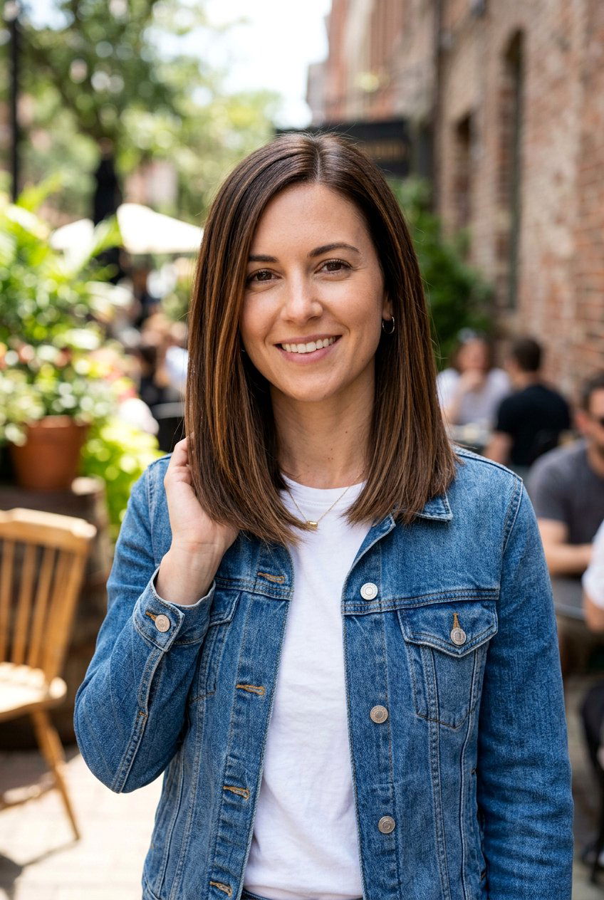 Subtle Chestnut Balayage Lob - 20 brunette lob balayage ideas - 20 brunette lob balayage ideas