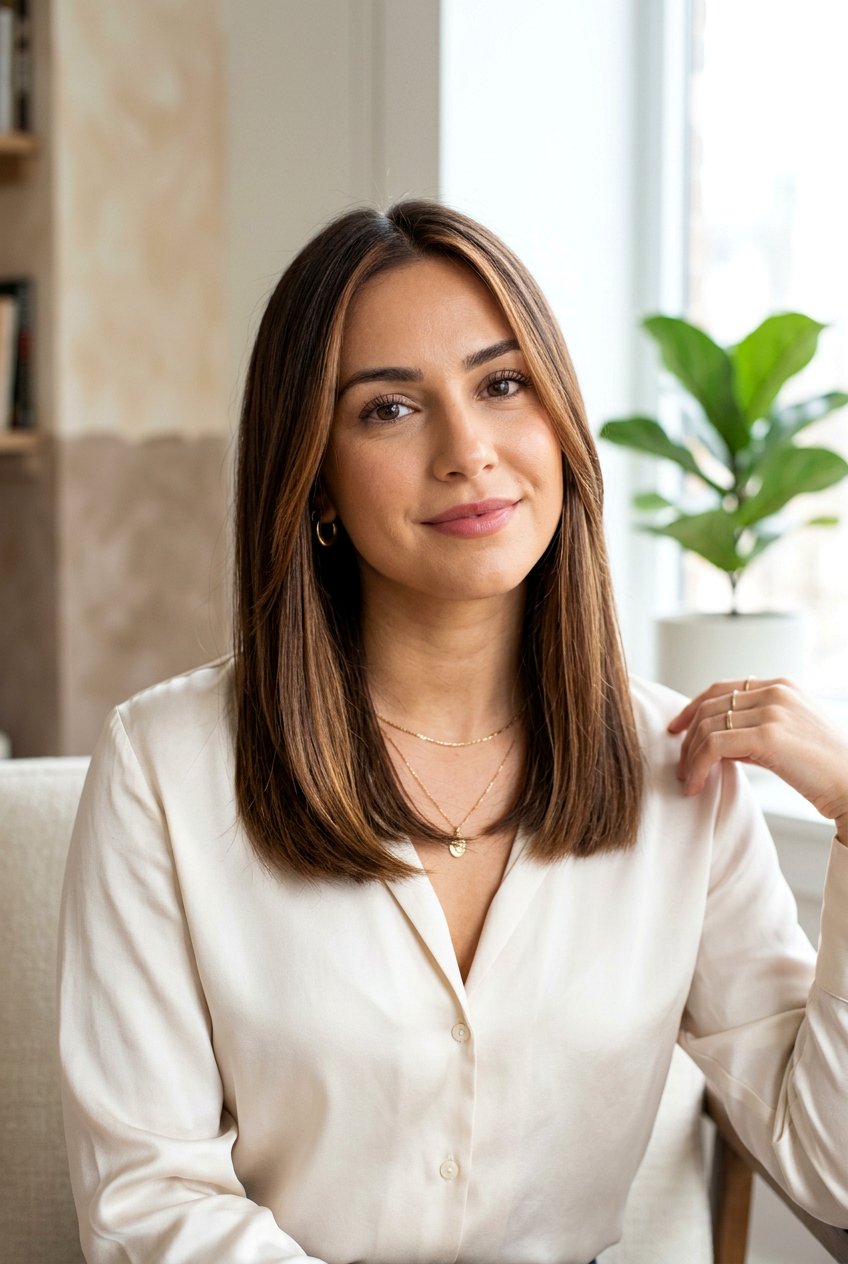 Subtle Chestnut Money Piece Collarbone Hair - 20 brunette money piece for shoulder length hair - 20 brunette money piece for shoulder length hair
