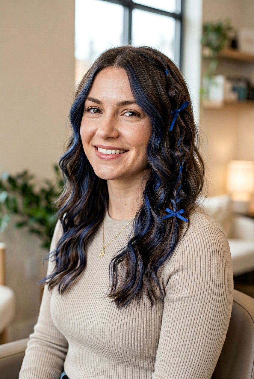 Subtle Cobalt Blue Balayage On Brunette Hair - 20 cobalt blue balayage - 20 cobalt blue balayage