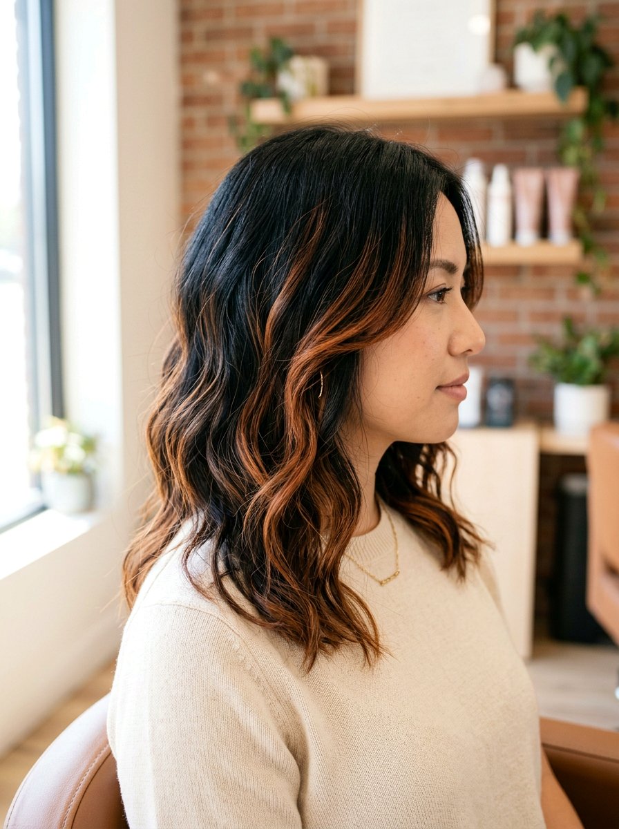 Subtle Copper Balayage On Black Hair - 20 subtle balayage for black hair - 20 subtle balayage for black hair